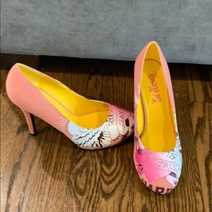Ed Hardy pink heels size 9